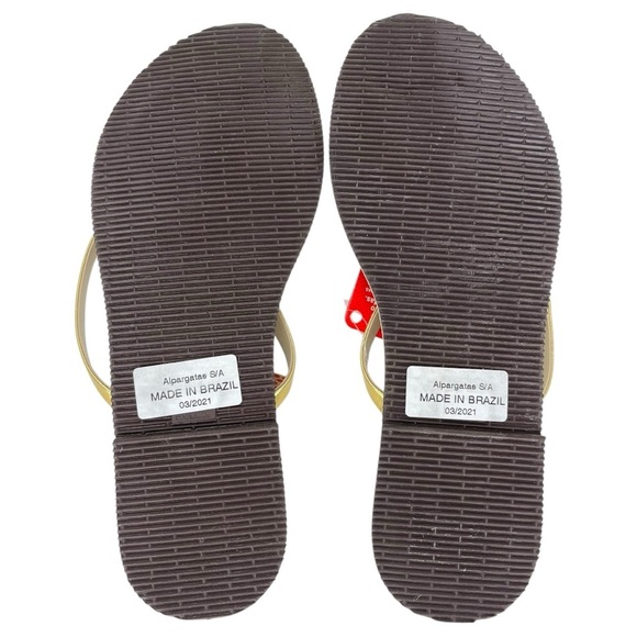 Havaianas Golden Metallic Womens Thong Slide Sandals Size 7/8 - Picture 6 of 7